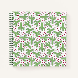 Carnet Motif de cactus et de fleurs roses