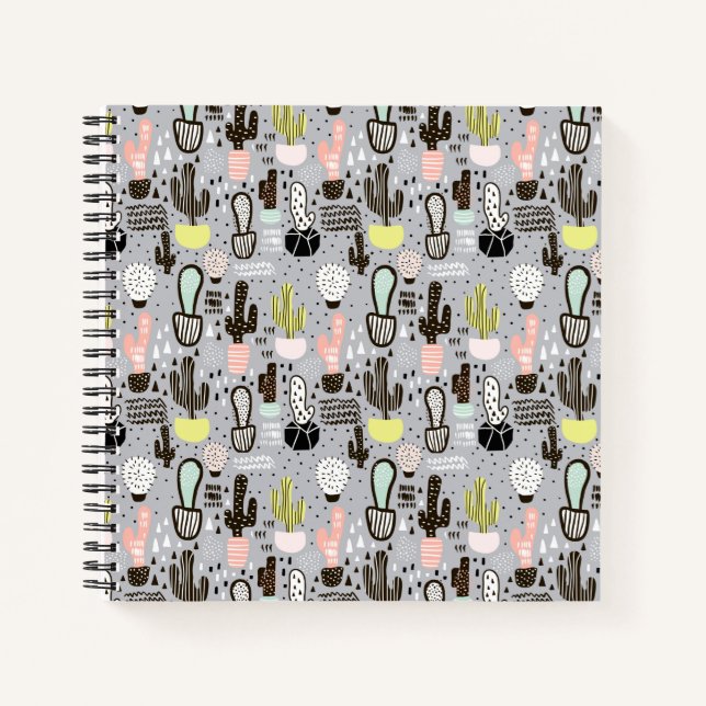 Carnet Motif de cactus texturés à la main (Devant)