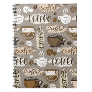 Carnet Motif de café doodé à la main arrière - plan