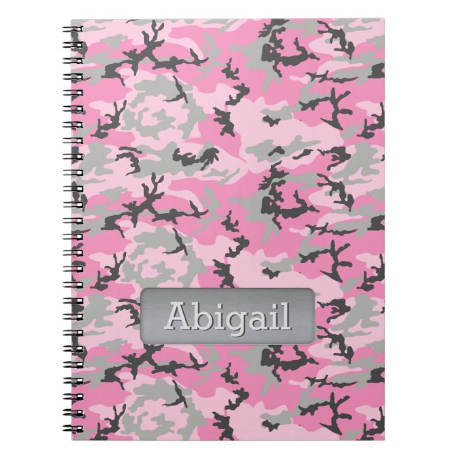 Carnet Motif de caméra rose Nom personnalisé (Devant)