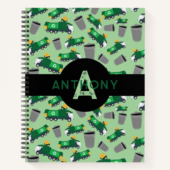 Carnet Motif de camions poubelles de recyclage Enfants Mo (Devant)
