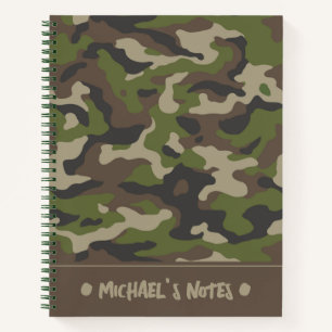 Carnet Motif de camouflage vert   Ajouter Votre Nom
