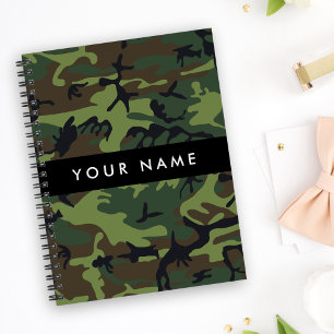 Carnet Motif de camouflage vert, Votre nom, Personnaliser