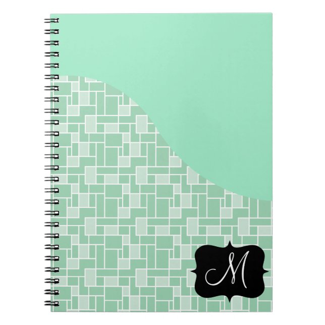 Carnet Motif de carreaux verts de la pointe initiale (Devant)