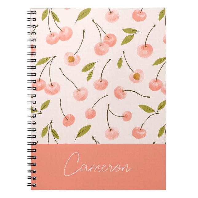 Carnet Motif de cerise aquarelle (Devant)