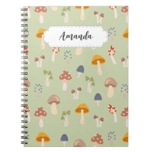 Carnet Motif de champignons colorés - Nom personnalisé