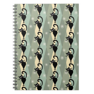 Carnet Motif de chat noir du milieu du siècle