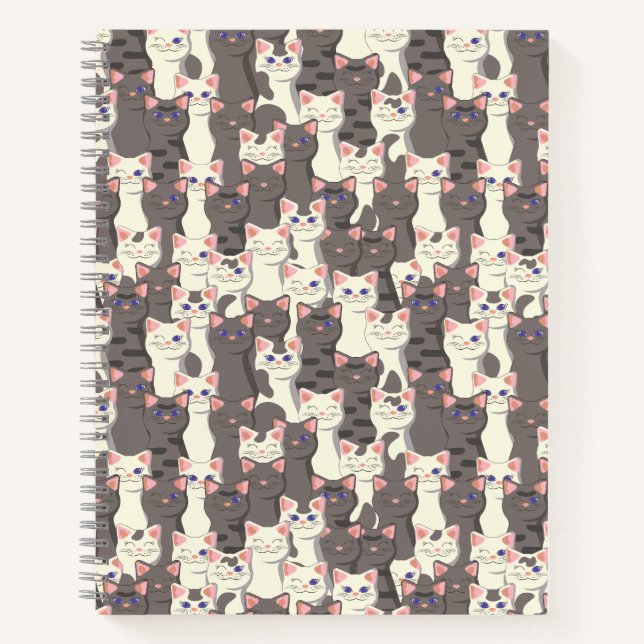 Carnet Motif de chats blancs et gris (Devant)