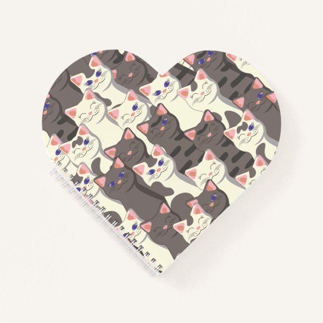 Carnet Motif de chats blancs et gris (Devant)