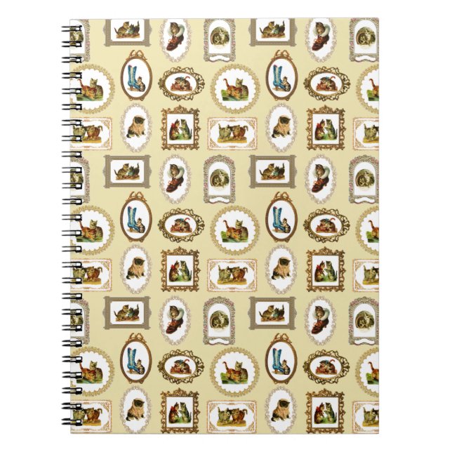 Carnet Motif de chats encadrés Vintages (Devant)