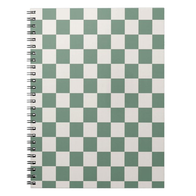 Carnet Motif De Chèque Vert Et Crème À damiers Classique (Devant)