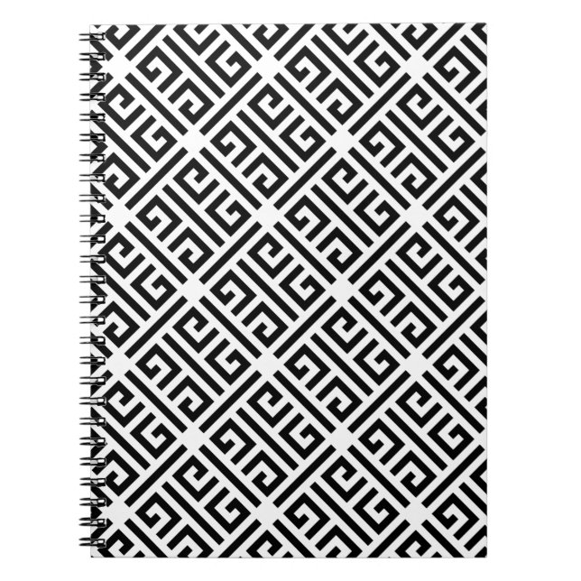 Carnet Motif de clé grecque de fusion noir et blanc (Devant)