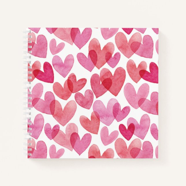 Carnet Motif de coeur aquarelle (Devant)