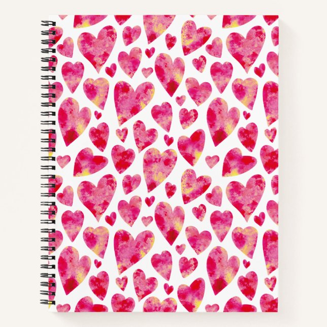 Carnet Motif de coeur d'amour rose vif (Devant)