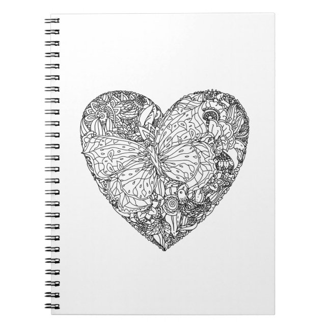 Carnet Motif de coeur de papillon (Devant)