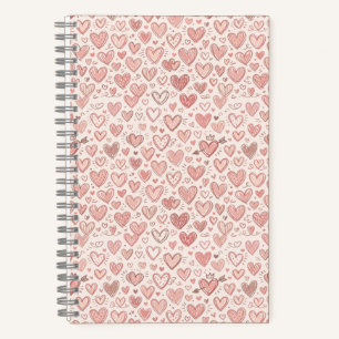 Carnet Motif de cœur dessiné à la main