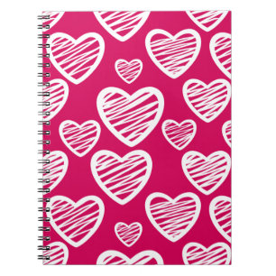 Carnet Motif de coeur Gras Rouge et Blanc Scribble