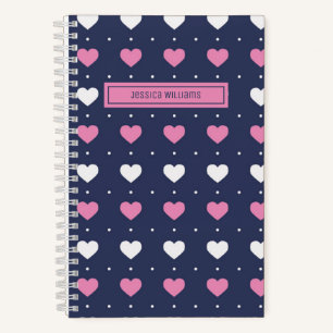 Carnet Motif de cœur minimaliste mignon personnalisé rose
