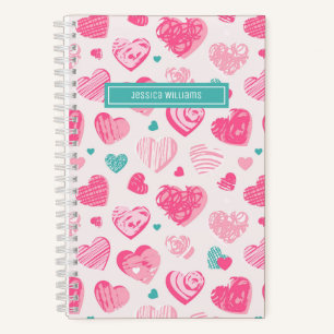 Carnet Motif de coeur mou et doux Fille rose