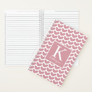 Carnet Motif de coeur rose mou Monogramme