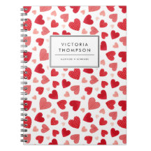 Motif de coeurs en patchwork aquarelle rouge migno