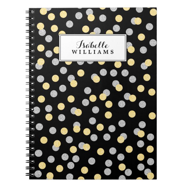 Carnet Motif de confettis d'or et d'argent de Faux (Devant)