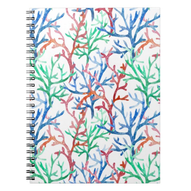 Carnet Motif de corail aquarelle (Devant)