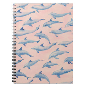 Carnet Motif de dauphin à l'aquarelle Côte plage océan