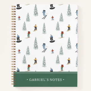 Carnet Motif de descente d'hiver   Ajouter Votre Nom