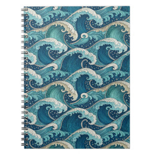 Carnet Motif de design d'été tropical avec vagues d'océan