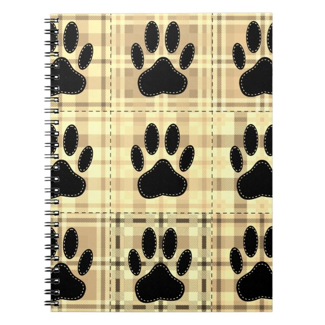 Carnet Motif De Dessin De Chien Paw À Sepia (Devant)
