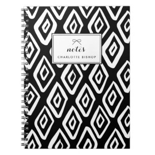 Carnet Motif de diamants tribaux noirs et blancs
