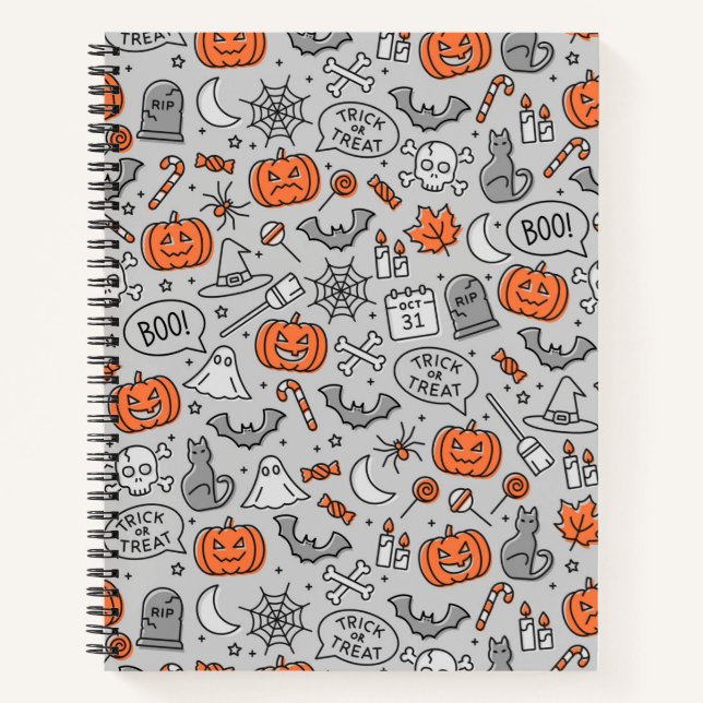 Carnet Motif de doodle d'Halloween pour enfants mignons (Devant)