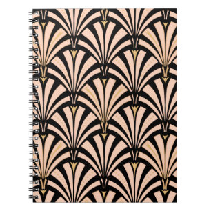 Carnet Motif de fan d'art déco - pêche sur le noir