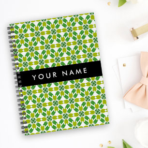 Carnet Motif de feuille, feuilles vertes, votre nom