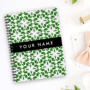 Carnet Motif de feuille, feuilles vertes, votre nom