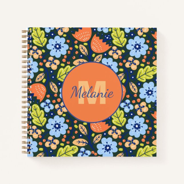 Carnet Motif de fleur personnalisé moderne coloré joli (Devant)