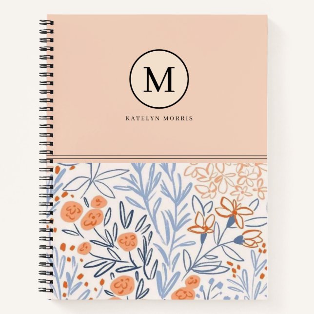 Carnet Motif de fleur rose bleu joli  (Devant)