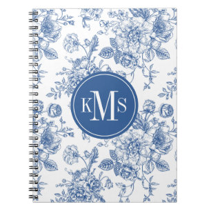 Carnet Motif de fleurs bleues