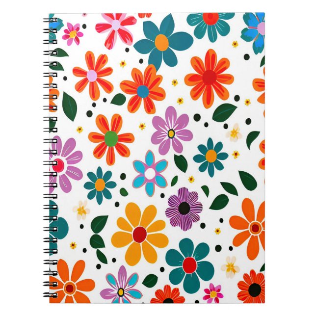 Carnet Motif de fleurs colorées (Devant)
