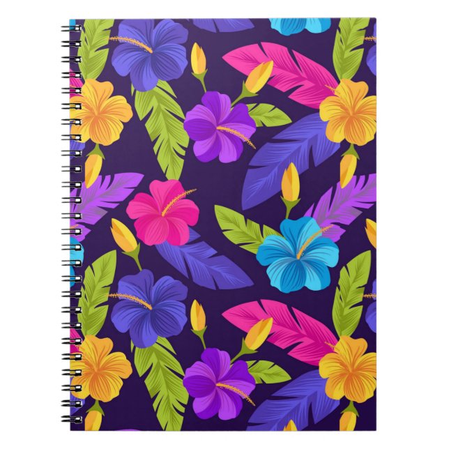 Carnet Motif de fleurs Feuilles tropicales colorées (Devant)