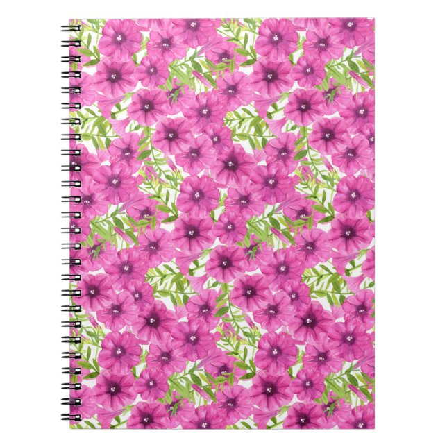 Carnet Motif de fleurs pétunia rose (Devant)