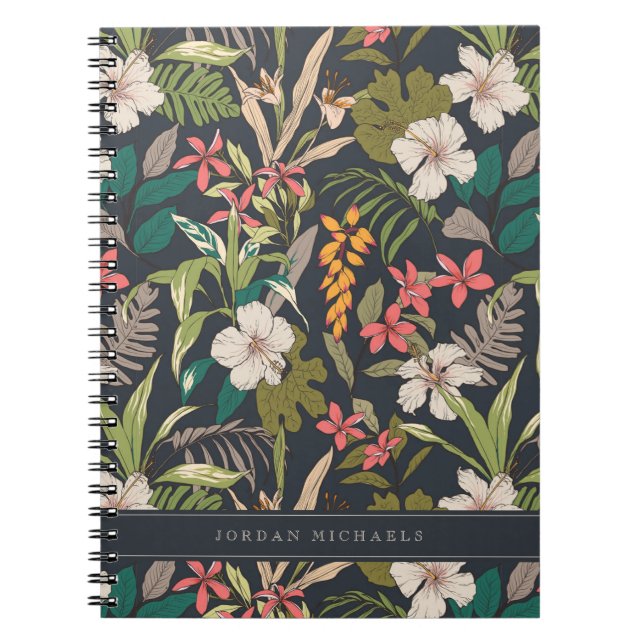 Carnet Motif de fleurs tropicales colorées (Devant)