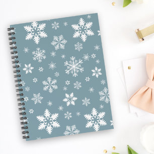 Carnet Motif de flocon de neige, flocons blancs, neige, g