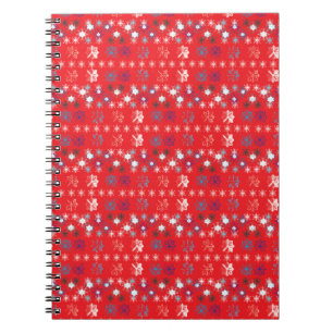 Carnet Motif de flocon de neige moderne Red Christmas