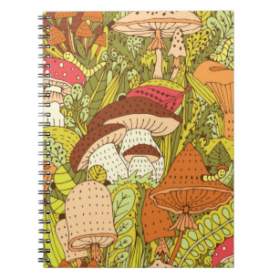 Carnet Motif de forêt dessiné à la main avec différents t