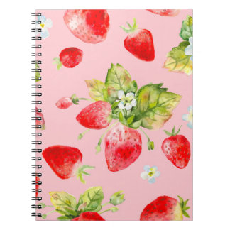 Carnet motif de fraise transparent aquarelle