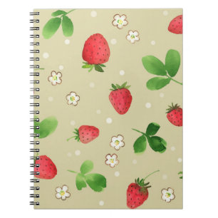 Carnet Motif de fraises d'aquarelle