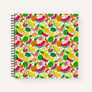 Carnet Motif de fruits tropicaux rouge et jaune
