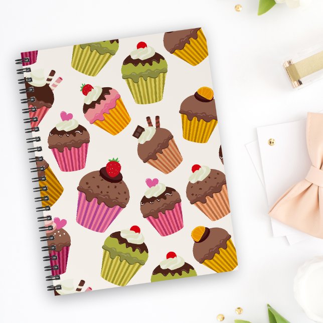 Carnet Motif de gâteau, Motif de muffin, Chocolat, Coeurs (Créateur téléchargé)